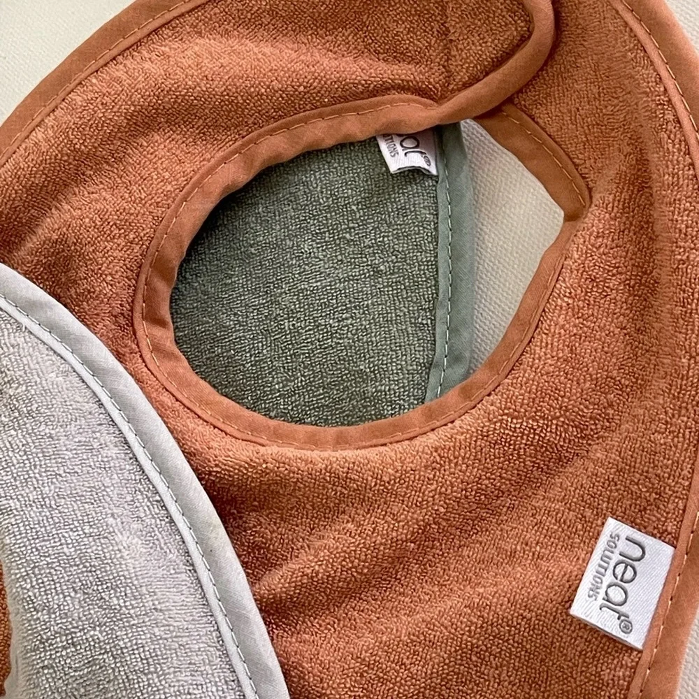 Baby Bibs by NEAT SOLUTIONS Set of 8 Mustard, Sage, Rust, Gray